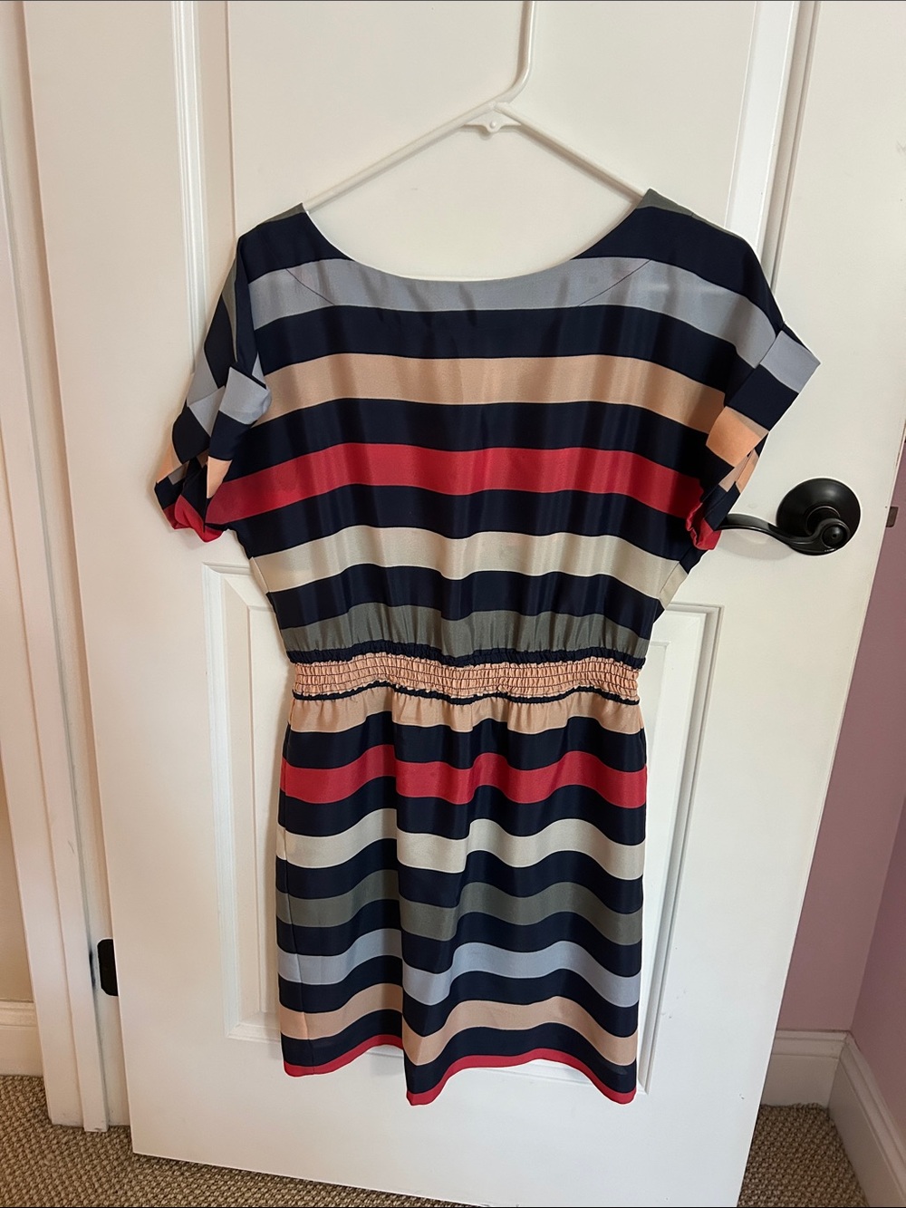 BCBGeneration Navy, Red, Cream Striped Short Dress